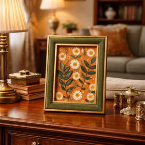 Tablou Handmade cu Flori Presate, Rama Catifea Verde, 18x23 cm, Casa & Stil de viata, Decoratiuni de casa, Accesorii florale, Buchete de flori, Aranjament de flori, ARTYNOS