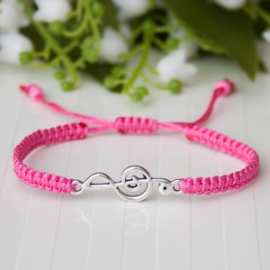 Bratara macramé impletita - Cheie de acordaj G-key cheie vioara - Roz, , , ARTYNOS