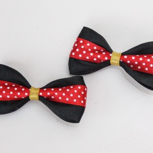 Clip de păr cu arc - negru/roșu cu buline Minnie Mouse -  - Artynos.ro