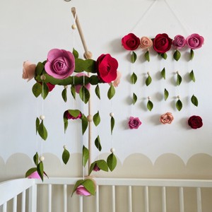 Grădina mea secretă Decorațiuni de perete pentru camera copilului cu flori de pâslă - Decorațiuni de perete florale pentru camera copilului cu flori de pâslă -  - Artynos.ro