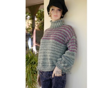 SALVIA ALPAKA  - pulover trendy tricotat manual, Imbracaminte si moda, Haine dama, Hanorace, cardigane, Impletitura, ARTYNOS