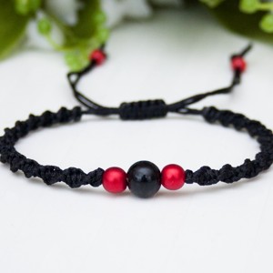 Bratara macramé impletita - Margele negru, , , ARTYNOS