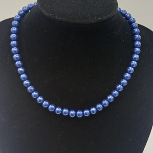 Colier din perle de sticla albastre intens - bijuterii - coliere - coliere din perle - Artynos.ro