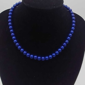 Colier din perle de sticla albastre intens - bijuterii - coliere - coliere din perle - Artynos.ro