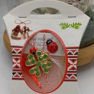 Martisor cu Trifoi cu patru foi si buburuza  - bijuterii - mărțișor - Artynos.ro