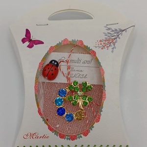 Martisor Trifoi si pietre cu buburuza - bijuterii - mărțișor - Artynos.ro