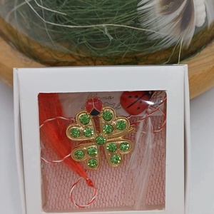 Mărțișor trifoi cu patru foi � simbol al norocului și prosperității - bijuterii - mărțișor - Artynos.ro