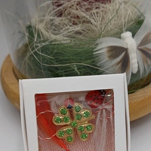 Mărțișor trifoi cu patru foi � simbol al norocului și prosperității - bijuterii - mărțișor - Artynos.ro