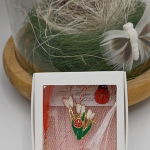 Mărțișor floare ghiocei cu buburuză � simbol al primăverii și norocului - bijuterii - mărțișor - Artynos.ro