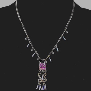 Colier elegant pe lanț negru, decorat cu pietre albastre  - bijuterii - coliere - coliere cu pandative - Artynos.ro