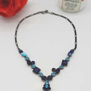 Colier statement de lux, realizat pe lanț metalic negru cu finisaj elegant - bijuterii - coliere - coliere cu pandative - Artynos.ro