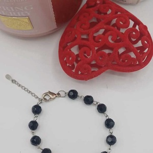 Brățară unisex / masculină cu mărgele din sticla negre fațetate - bijuterii - brățări - brățări din mărgele - Artynos.ro