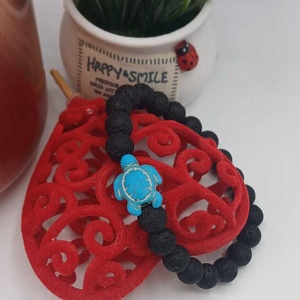  Margelele negre: piatra vulcanica (lava naturala.Pandantivul broasca testoasa: piatra reconstituita / compozit mineral, Bijuterii, Bratari, Bratari din pietre semipretioase, Confectionarea bijuteriilor, ARTYNOS