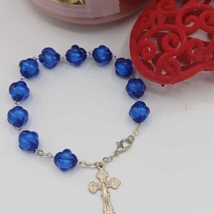 Brățară cu design inspirat din mătănii, realizată din mărgele albastre translucide. - casă & stil de viață - accesorii religioase - binecuvântarea casei - Artynos.ro
