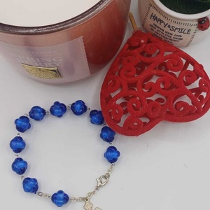 Brățară cu design inspirat din mătănii, realizată din mărgele albastre translucide. - casă & stil de viață - accesorii religioase - binecuvântarea casei - Artynos.ro