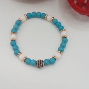 Brățară realizată din mărgele turcoaz cu aspect de piatră naturală howlit. - bijuterii - brățări - brățări din pietre semiprețioase - Artynos.ro