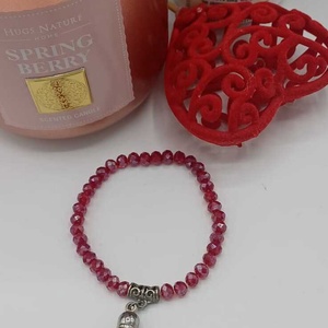 Brățară delicată realizată din mărgele fațetate de culoare roșu-rubiniu, cu reflexii elegante - bijuterii - brățări - brățări din mărgele - Artynos.ro