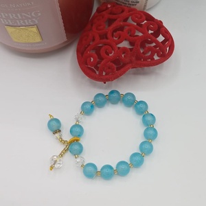 Bratara realizata manual, compusa din margele criatal ,rotunde albastru turcoaz., Bijuterii, Bratari, Bratari din pietre semipretioase, Confectionarea bijuteriilor, ARTYNOS