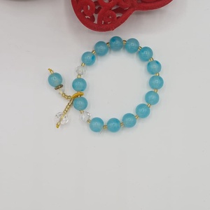 Brățară realizată manual, compusă din mărgele criatal ,rotunde albastru turcoaz. - bijuterii - brățări - brățări din pietre semiprețioase - Artynos.ro