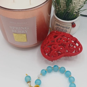 Brățară realizată manual, compusă din mărgele criatal ,rotunde albastru turcoaz. - bijuterii - brățări - brățări din pietre semiprețioase - Artynos.ro