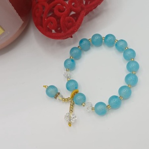 Brățară realizată manual, compusă din mărgele criatal ,rotunde albastru turcoaz. - bijuterii - brățări - brățări din pietre semiprețioase - Artynos.ro