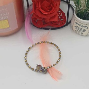 Brățară fină și delicată, realizată din mărgele fațetate în nuanțe calde de auriu și argintiu - bijuterii - brățări - brățări din mărgele - Artynos.ro