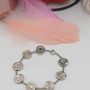 Bratara integral metalica, realizata din aliaj argintiu cu aspect usor antic/vintage, Bijuterii, Bratari, Bratari din pietre semipretioase, Confectionarea bijuteriilor, ARTYNOS