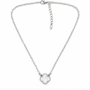 Colier cu trifoi inoxidabil , Bijuterii, Coliere, Coliere cu pandative, Confectionarea bijuteriilor, Colier cu trifoi inoxidabil ,cu o culoare de alb sidefat ,elegant pentru orice zi ., ARTYNOS