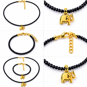 Set Colier si bratara cu elefant, Bijuterii, Coliere, Coliere cu pandative, Confectionarea bijuteriilor, Set colier si bratara din margelute caviar cu elefant si accesorii din metal auriu inoxidabil.
Se p..., ARTYNOS