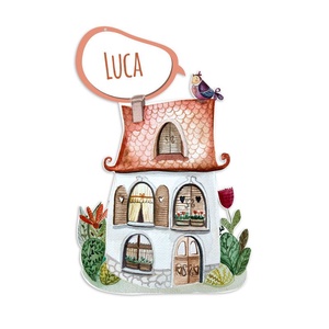 Plăcuță de nume cu căsuță, Casă & Stil de viață, Accesorii pentru casă și grădină, Panouri de bun venit, Pictură, Prelucrarea lemnului, ARTYNOS