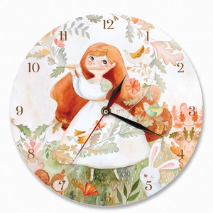 Ceas de perete cu zâna de toamnă, Casă & Stil de viață, Accesorii pentru decorat casa, Decorațiuni de pereți, decorațiuni suspendate, Ceasuri de perete, Obiecte pictate, Pictură, ARTYNOS