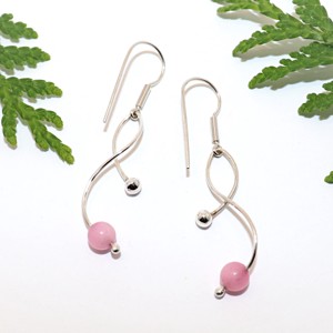 Agat roz, pereche de cercei din argint pentru femei (EF.136) - bijuterii - cercei - cercei din argint - Artynos.ro