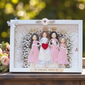 Păpuși personalizate din macramé pentru frați și surori � suvenir de nuntă într-o ramă foto 3D -  - Artynos.ro