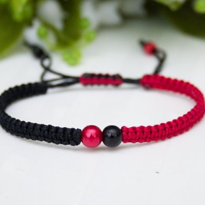 Bratara macramé impletita - Margele negru/rosu, , , ARTYNOS