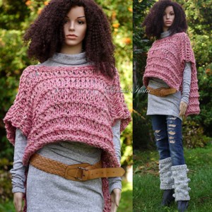 RUSTICA - vesta poncho grunge tricotata manual - Artynos.ro
