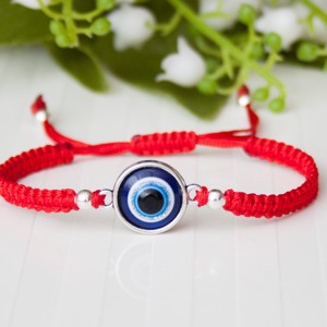 Bratara macramé impletita cu ochi de protectie - Rosu, , , ARTYNOS