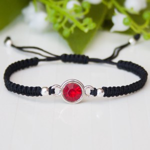 Bratara macramé impletita - Fir negru cu piatra rosie, , , ARTYNOS