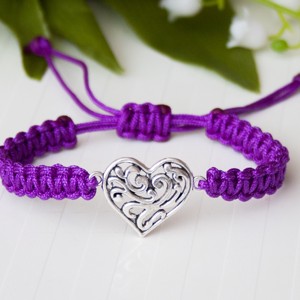Bratara macramé impletita - Little hearts mov inchis, , , ARTYNOS