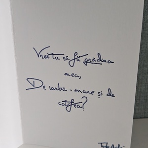 Felicitare cusuta cu versuri de Tudor Arghezi - casă & stil de viață - papetărie de hârtie - invitații, felicitări - Artynos.ro
