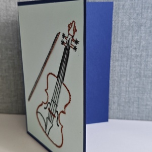 Felicitare cusuta cu model violoncel - casă & stil de viață - papetărie de hârtie - invitații, felicitări - Artynos.ro