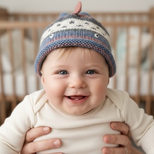 Caciula tricotata pentru bebelusi – Model "Pestisor", din fire naturale (44-46 cm), Jucarii si echipamente pentru copii, Saci si seturi pentru copii, Perna pentru copii, perna micuta, , Aceasta caciula adorabila, care aminteste de un mic pestisor, a fost creata cu multa dragoste si gr..., ARTYNOS