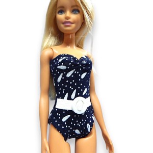 NOU! Costum de baie cu model retro și curea, pentru păpuși de tip Barbie (a044rk) -  - Artynos.ro
