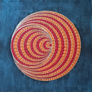 "Wave Tunnel" imagine punctata (burgundy-red-gold), , , Imagine unica pe panza intinsa, punctata cu vopsea acrilica.

Dimensiuni: 30x30 cm sau 40x40 cm (op..., ARTYNOS