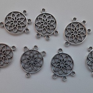 Baza metalica pentru cercei / baza pentru pandantiv - 18x14mm - dream catcher, mandala - culoare argintiu antic - 10 buc / pachet, , , ARTYNOS
