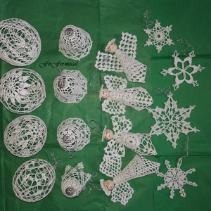 Set(16 buc) decorațiuni croșetate de Crăciun  handmade  - crăciun - decorațiuni de crăciun de casă - globuri de crăciun - Artynos.ro