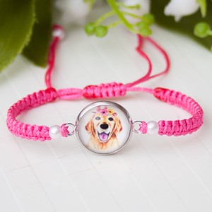 Bratara macramé impletita pentru copii - Doggy pink, , , ARTYNOS