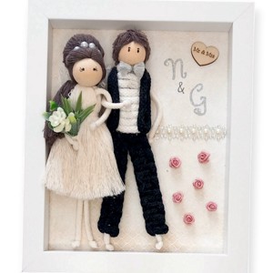 Cadou de nunta - Tablou 3D personalizat cu mirii realizat in tehnica macramé, Accesorii nunta, Amintiri si cadouri de nunta, Cadou nunta, , ARTYNOS