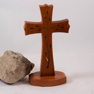 Cruce din lemn cu model, cruce de masa, cruce cu baza , Casa & Stil de viata, Accesorii religioase, Cruce, Prelucrarea lemnului, ARTYNOS