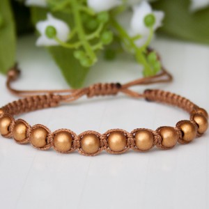 Bratara macramé impletita - Margele maro / auriu, , , ARTYNOS
