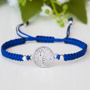Bratara macramé impletita - Tree of Life albastru inchis/argintiu, , , ARTYNOS